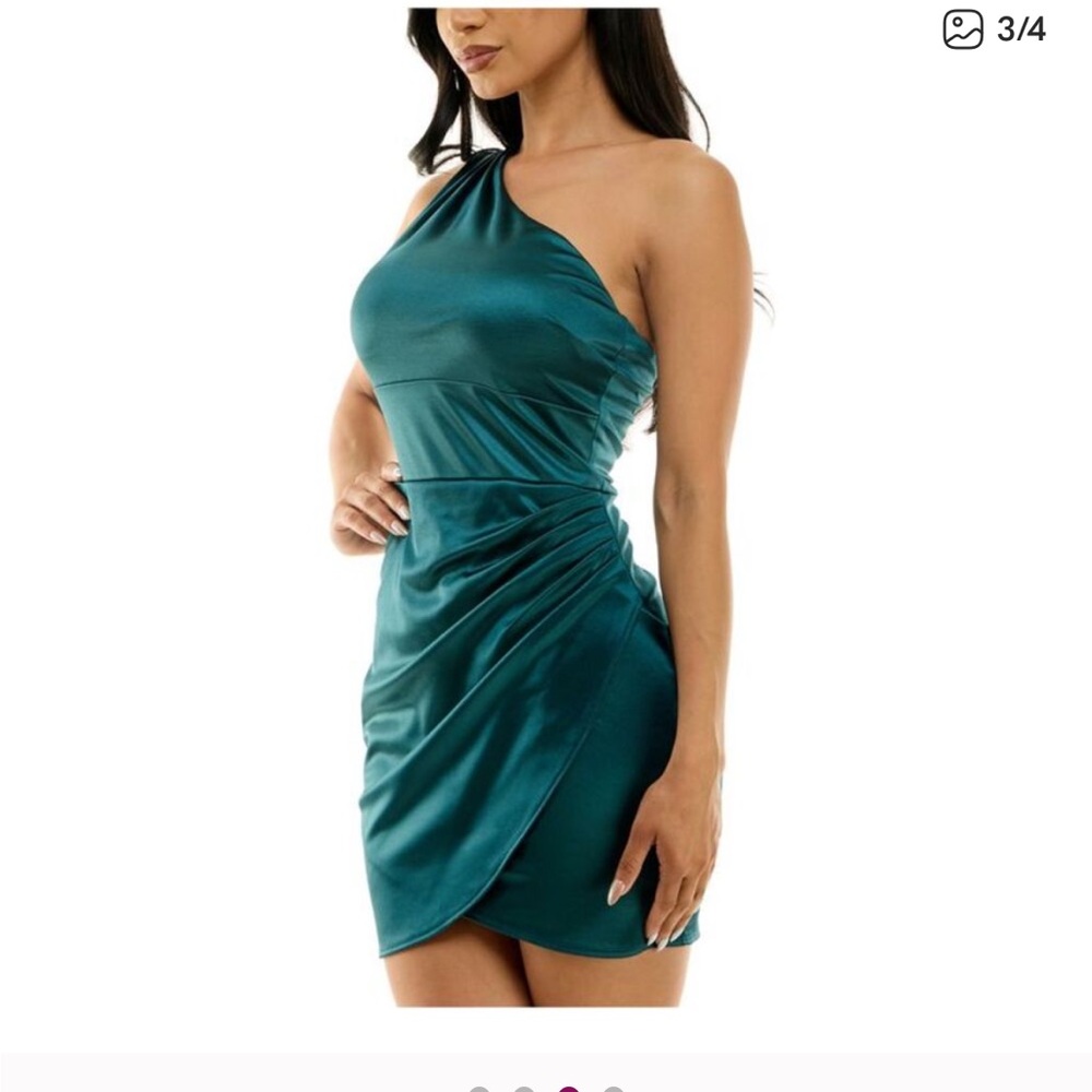 B Darlin One-Shoulder Teal Dress